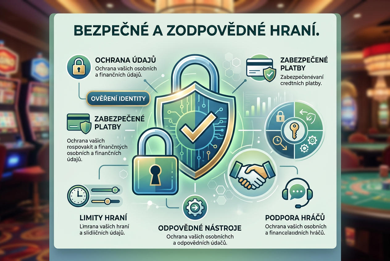 Ilustrace zabezpečení a odpovědného hraní v online kasinu